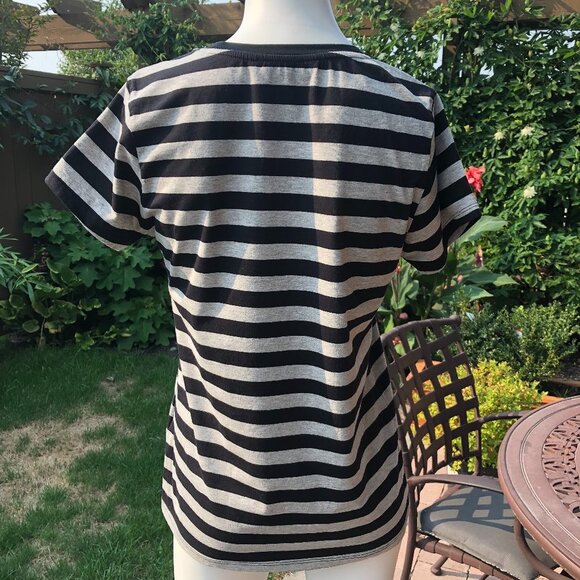 Bluenotes Striped Cotton T-Shirt Black+Gray Sz M - Picture 4 of 9